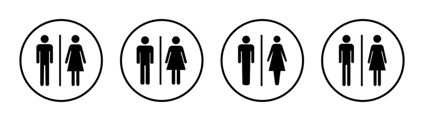 Toilet icon set illustration. Girls and boys restrooms sign and symbol. bathroom sign. wc, lavatory