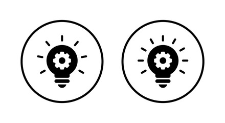 Idea gear bulb icon vector. Creativity sign symbol isolated on circle background