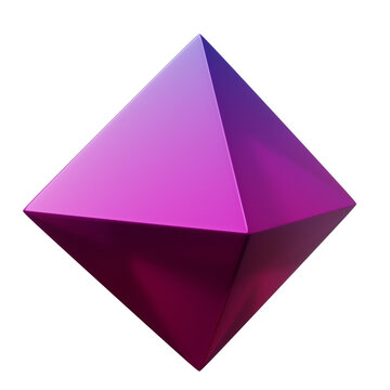 recommend clip art: 3d Geometry shape Octahedron Gradient Purple Metallic Color, realistic rendering element design
