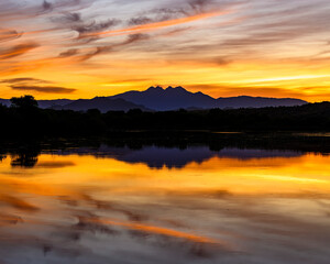 Fototapeta premium Landscape photograph of Four Peaks from the Salt River in Arizona.