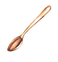 Copper teaspoon isolated on white background