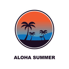 summer beach logo vector illustration