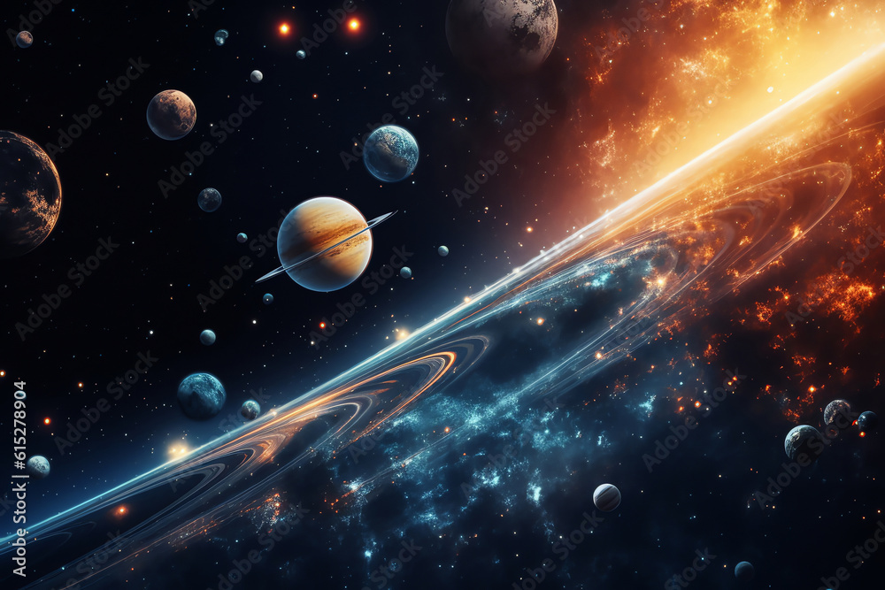 Wall mural planets galaxy outer space background