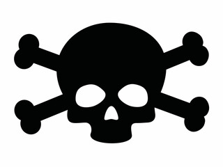 SKULL AND CROSSBONES ICON ISOLATED. HALLOWEEN SIGN.