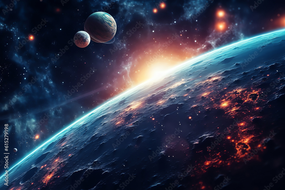 Wall mural planets galaxy outer space background