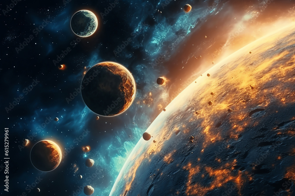 Wall mural planets galaxy outer space background
