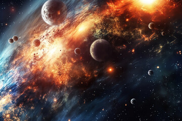 Obraz na płótnie Canvas planets galaxy outer space background