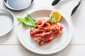 アウトドア料理で焼く味付き肉