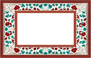red, green, gold and white frame Christmas design transparent add your own image or text
