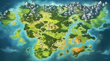 Fototapeta na wymiar RPG Game World Map