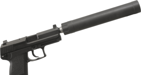 Silencer on a black pistol