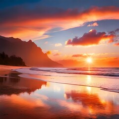 Obraz premium sunset over the river