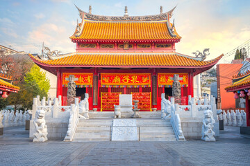 Nagasaki, Japan - Nov 28 2022: Confucius Shrine (Koshi-byo) built in 1893 by Nagasaki's Chinese community dedicated to the revered Chinese philosopher Confucius in Japan
