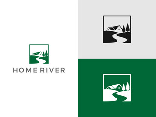 Home river logo design icon vector illustration 