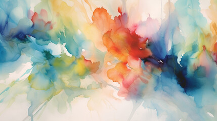 Fototapeta na wymiar colorful watercolor spreads freely across a white backdrop. Generative ai