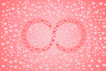 composition of doodle style hearts forming an infinite symbol surrounded by random hearts over a gradient background