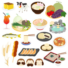 栃木県の名物のイラストセット