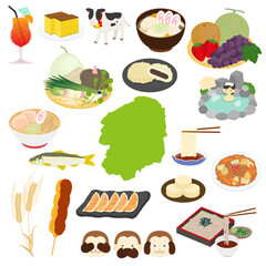栃木県の名物のイラストセット