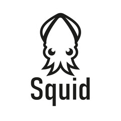 Squid vintage retro inspiration isolated squid logo template. Traditional restaurant logo illustration