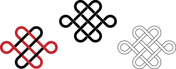 Black white Sasmara knot sign set