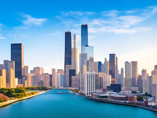 Chicago skyline picture  - obrazy, fototapety, plakaty