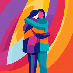 illustration of girls hugging 