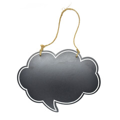 empty black speech bubble in the form of a cloud isolated on white background