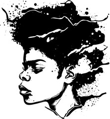 Vector artwork. Young black man with a stylish afro hairstyle.