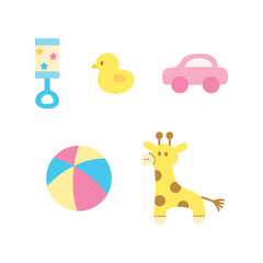 赤ちゃん　ベビー　アイコン　おもちゃ　パステル