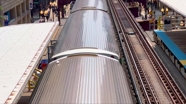 Overground subway tracks in Chicago at Adams Wabash station - USA travel photography