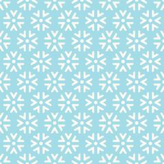 Blue Minimal Snowflake Motif Seamless Vector Repeat Pattern