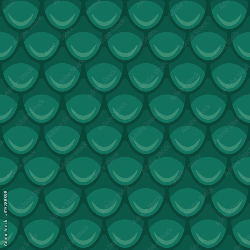 Wall mural Green Reptile Scale Seamless Vector Repeat Pattern