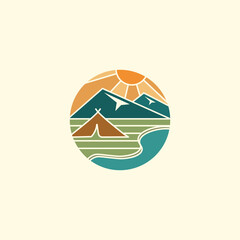 Modern mountain camp logo illustration design for your company or business