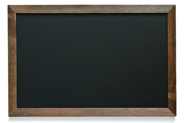 blank clean new chalkboard in wooden frame isolated on white background, blackboard for education school