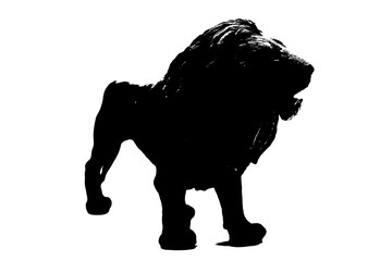 silhouette of a male lion standing on white background