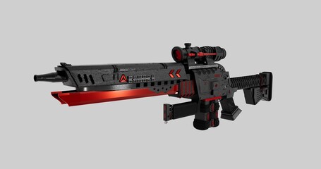 Black Gun sci fi super gun shot weapon future wars 3D 