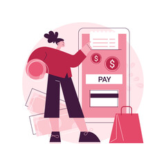 Payment processing abstract concept vector illustration. Easy payment systems, digital payment service, automated transaction, bank operations, customer experience, business owner abstract metaphor.