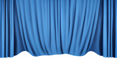 Background for any inscription or text in the form of blue theatrical curtains. Generative AI
