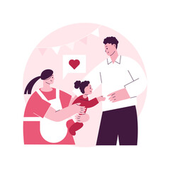 Obraz premium Drop-in childcare abstract concept vector illustration. Short-term childcare, babysitter service, drop-in daycare center, hourly drop-off nursery school, part-time kindergarten abstract metaphor.