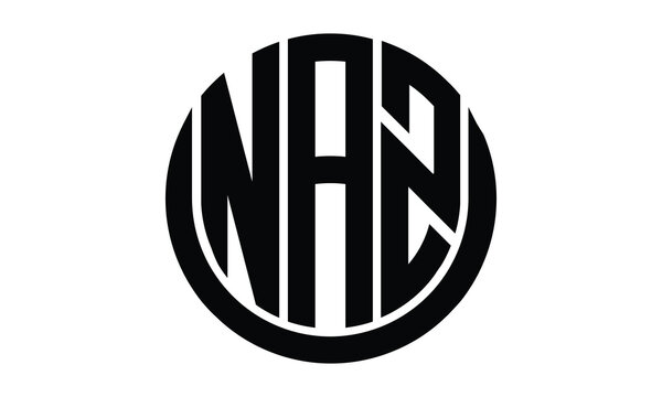 NAZ shield with round shape logo design vector template | monogram logo | abstract logo | wordmark logo | lettermark logo | business logo | brand logo | flat logo.