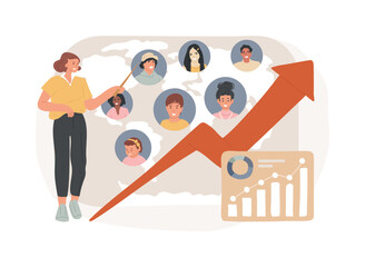 Population growth isolated concept vector illustration. Census service, world population explosion, human quantity growth, natural increase rate, overpopulation, demographics vector concept.