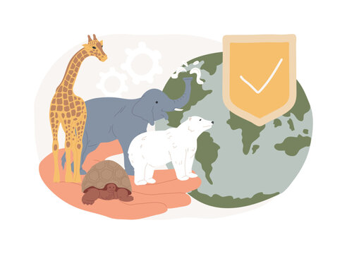 Wild animals protection isolated concept vector illustration. Wildlife preservation, biodiversity protection, save wild animals, population control, prevent species extinction vector concept.