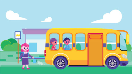 Vector infographics of little girl being late for school bus