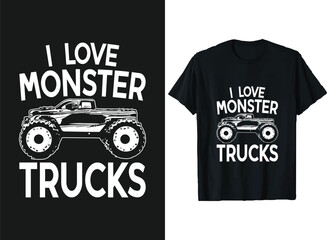 I just love Monster Trucks T-shirt Design Vector, © Raju