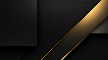 Black premium minimalistic background for presentation with golden elements
