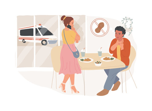 Anaphylaxis isolated concept vector illustration. Severe allergic reaction help, anaphylaxis shock treatment, emergency allergy case, hypersensitivity, cause and symptoms vector concept.