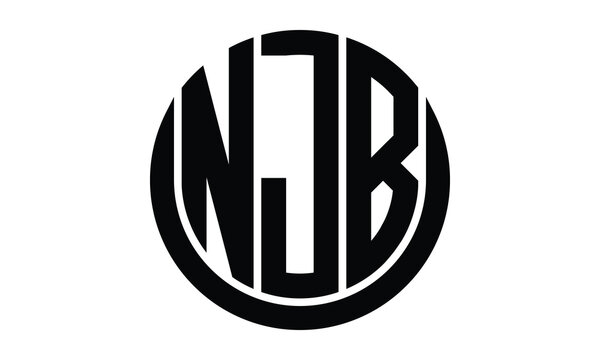 NJB shield with round shape logo design vector template | monogram logo | abstract logo | wordmark logo | lettermark logo | business logo | brand logo | flat logo.