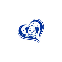 simple minimal dog Love logo design