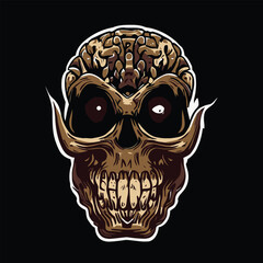 Skull vector, Human Colorful Skull vector illustraion silhouette Art.