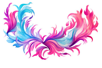 magenta and turquoise swashes, watercolor paint abstract border frame for design layout, isolated on a transparent background, generative ai